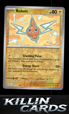 Reverse Holofoil Rotom 061/191 Pokemon Common SV08: Surging Sparks Card NM