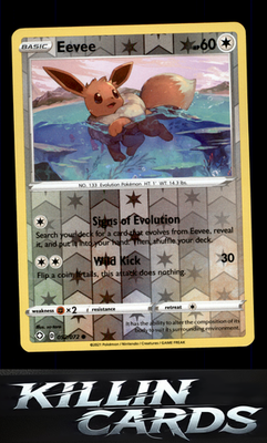 Reverse Holofoil Eevee 052/072 Pokemon Common Shining Fates Card NM