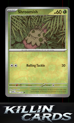 Reverse Holofoil Shroomish 005/182 Pokemon Common SV10: Destined Rivals Card NM