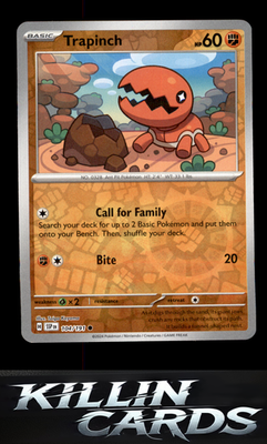Reverse Holofoil Trapinch 104/191 Pokemon Common SV08: Surging Sparks Card NM