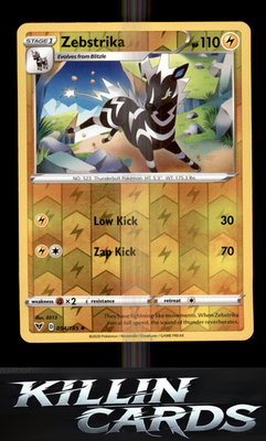 Reverse Holofoil Zebstrika 054/185 Pokemon Uncommon SWSH04: Vivid Voltage Card N
