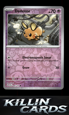 Reverse Holofoil Dedenne 087/191 Pokemon Common SV08: Surging Sparks Card NM