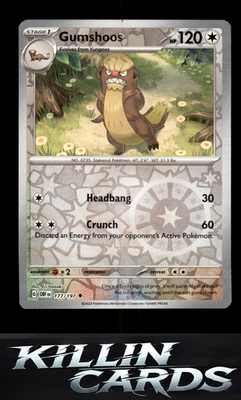 Reverse Holofoil Gumshoos 177/197 Pokemon Uncommon SV03: Obsidian Flames Card NM
