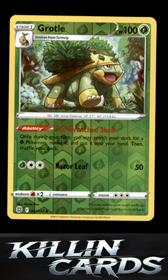Reverse Holofoil Grotle 007/172 Pokemon Uncommon SWSH09: Brilliant Stars Card NM