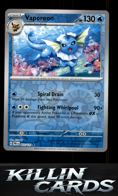 Reverse Holofoil Vaporeon 022/131 Pokemon Rare SV: Prismatic Evolutions Card NM