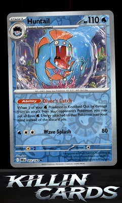 Reverse Holofoil Huntail 055/182 Pokemon Uncommon SV10: Destined Rivals Card NM
