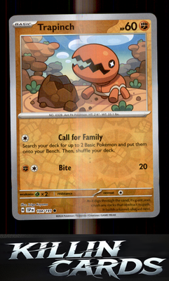 Reverse Holofoil Trapinch 104/191 Pokemon Common SV08: Surging Sparks Card NM