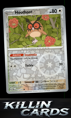 Reverse Holofoil Hoothoot 077/131 Pokemon Common SV: Prismatic Evolutions Card N