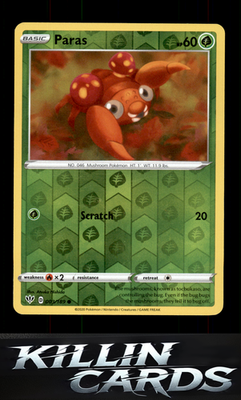 Reverse Holofoil Paras 003/189 Pokemon Common SWSH03: Darkness Ablaze Card NM