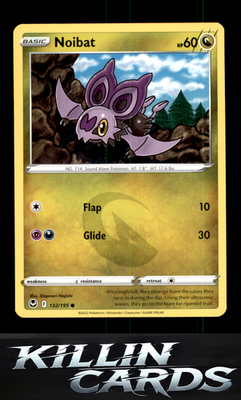 Noibat 132/195 Pokemon Common SWSH12: Silver Tempest Card NM