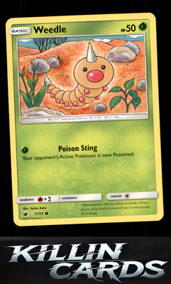 Weedle 1/111 Pokemon Common SM - Crimson Invasion Card NM