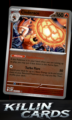 Reverse Holofoil Cinderace 028/132 Pokemon Rare ME01: Mega Evolution Card NM