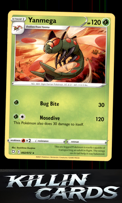Yanmega 002/072 Pokemon Rare Shining Fates Card NM