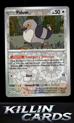 Reverse Holofoil Pidove 133/162 Pokemon Common SV05: Temporal Forces Card NM
