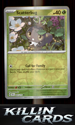 Reverse Holofoil Scatterbug 005/191 Pokemon Common SV08: Surging Sparks Card NM