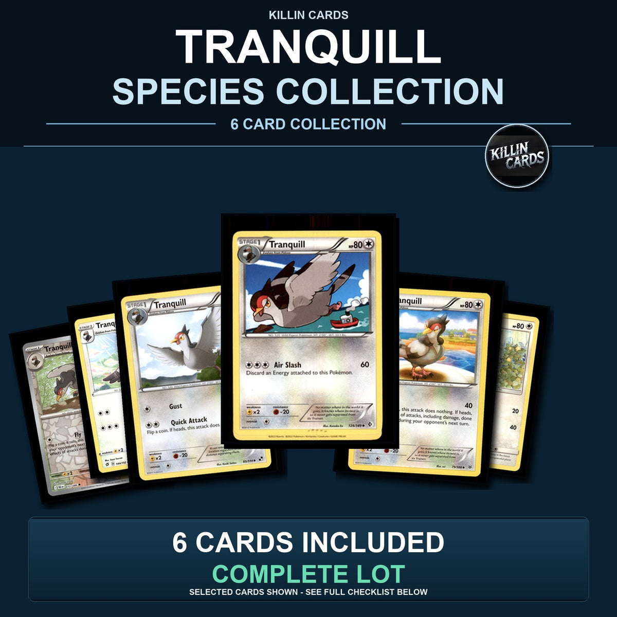 Pokemon TCG Tranquill Species Collection 6 Different Cards