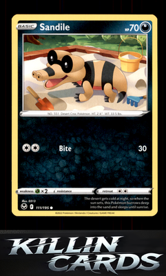 Sandile 111/195 Pokemon Common SWSH12: Silver Tempest Card NM