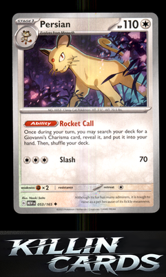 Persian 053/165 Pokemon Uncommon SV: Scarlet & Violet 151 Card NM