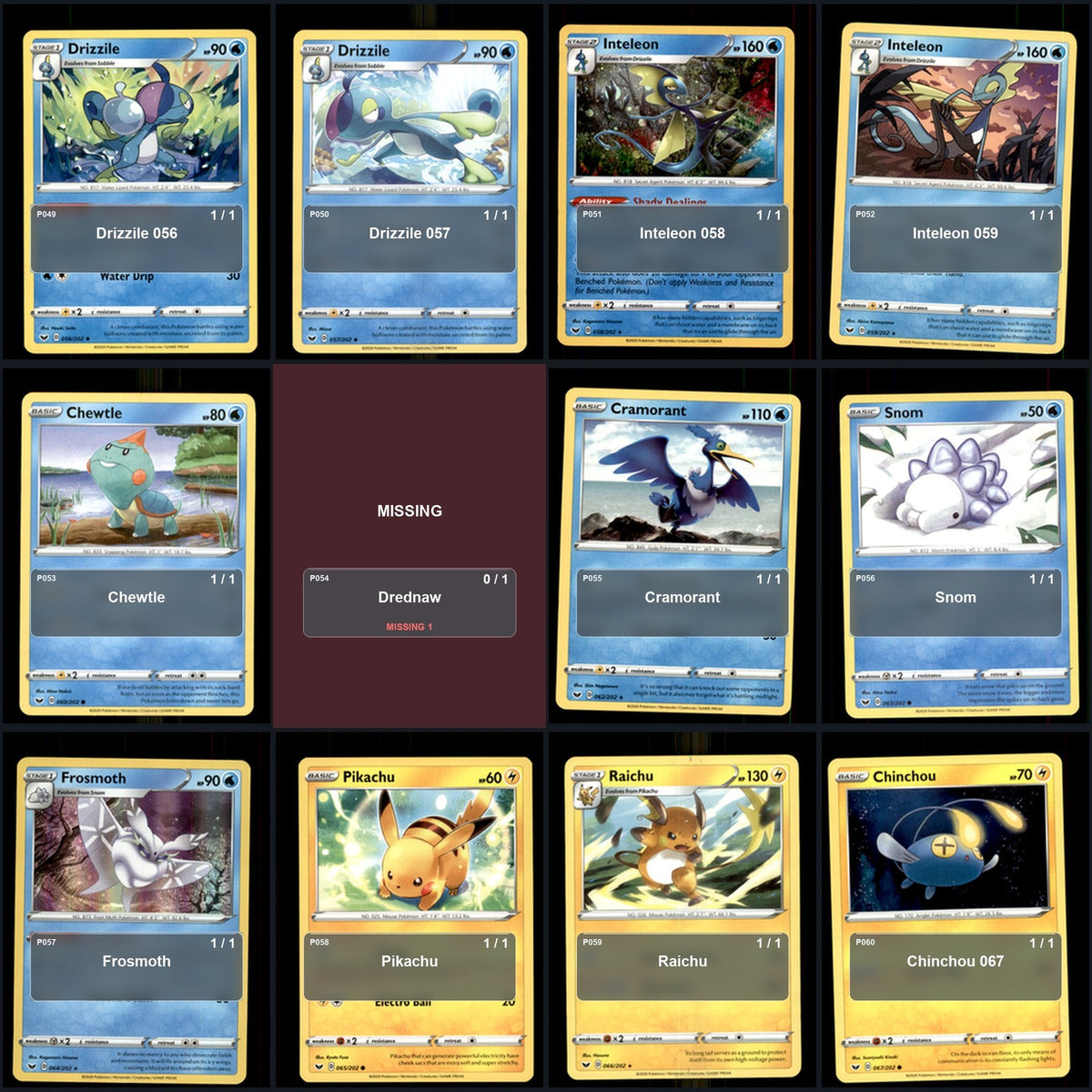Pokemon TCG SWSH01: Sword & Shield Base Set C/UC/R Standard Set 135 Cards