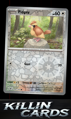 Reverse Holofoil Pidgey 162/197 Pokemon Common SV03: Obsidian Flames Card NM