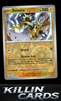 Reverse Holofoil Zeraora 078/182 Pokemon Rare SV10: Destined Rivals Card NM