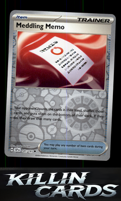 Reverse Holofoil Meddling Memo 181/191 Pokemon Uncommon SV08: Surging Sparks Car