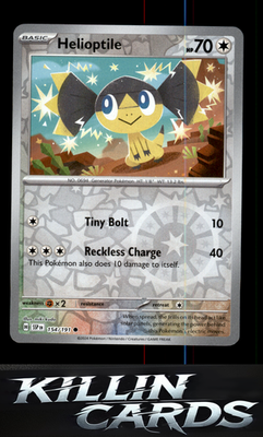 Reverse Holofoil Helioptile 154/191 Pokemon Common SV08: Surging Sparks Card NM