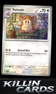 Raticate 020/165 Pokemon Uncommon SV: Scarlet & Violet 151 Card NM