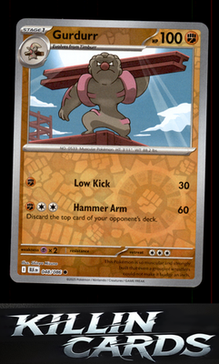 Reverse Holofoil Gurdurr 048/086 Pokemon Common SV: Black Bolt Card NM
