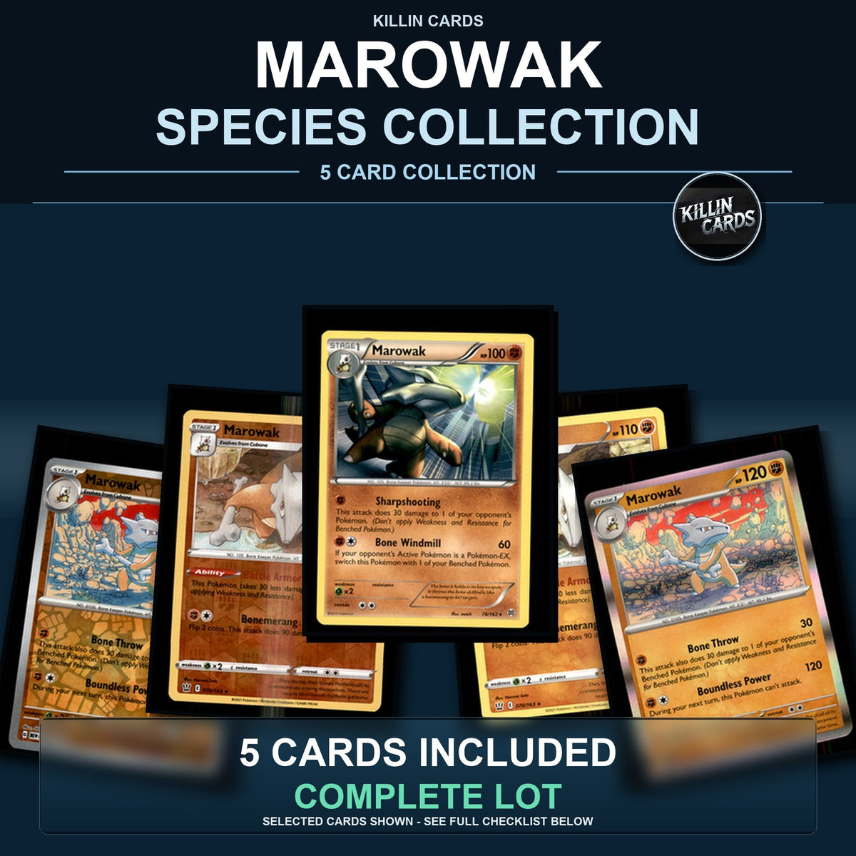 Pokemon TCG Marowak Species Collection 5 Different Cards