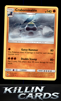 Crabominable 74/147 Pokemon Rare SM - Burning Shadows Card NM