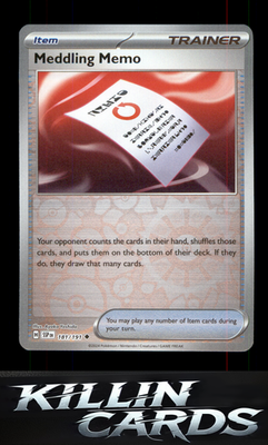 Reverse Holofoil Meddling Memo 181/191 Pokemon Uncommon SV08: Surging Sparks Car