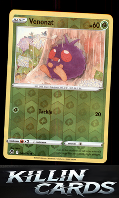 Reverse Holofoil Venonat 001/195 Pokemon Common SWSH12: Silver Tempest Card NM