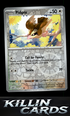 Reverse Holofoil Pidgey 016/165 Pokemon Common SV: Scarlet & Violet 151 Card NM