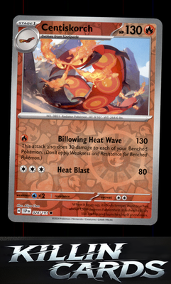 Reverse Holofoil Centiskorch 028/191 Pokemon Common SV08: Surging Sparks Card NM