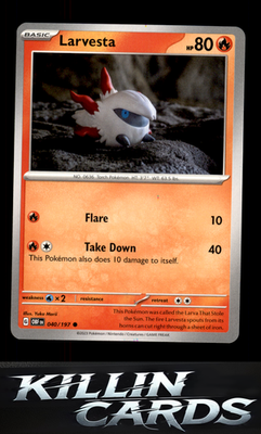 Larvesta 040/197 Pokemon Common SV03: Obsidian Flames Card NM