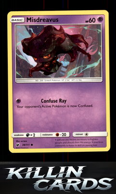 Misdreavus 39/111 Pokemon Common SM - Crimson Invasion Card NM