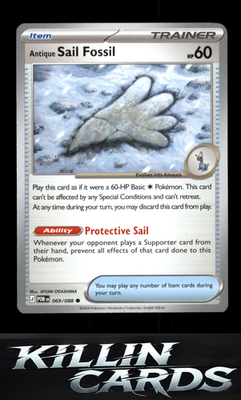 Antique Sail Fossil 069/088 Pokemon Common ME03: Perfect Order Card NM