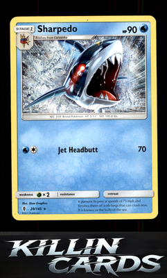 Sharpedo 28/145 Pokemon Rare SM - Guardians Rising Card NM
