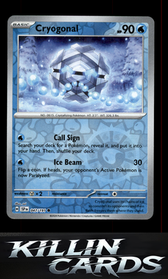 Reverse Holofoil Cryogonal 047/191 Pokemon Common SV08: Surging Sparks Card NM