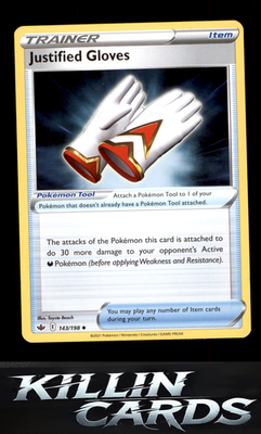 Justified Gloves 143/198 Pokemon Uncommon SWSH06: Chilling Reign Card NM