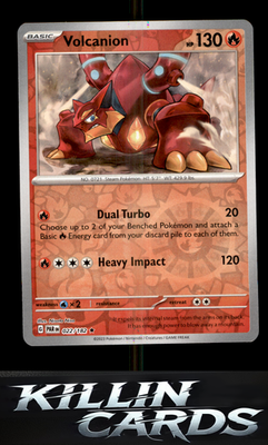 Reverse Holofoil Volcanion 022/182 Pokemon Rare SV04: Paradox Rift Card NM