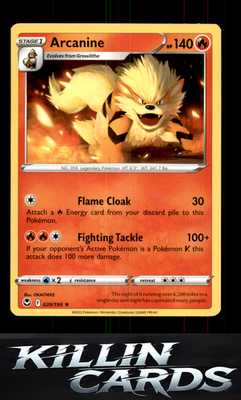 Arcanine 020/195 Pokemon Rare SWSH12: Silver Tempest Card LP