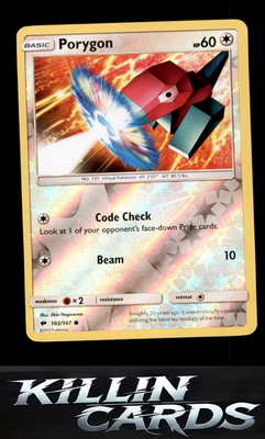 Reverse Holofoil Porygon 103/147 Pokemon Common SM - Burning Shadows Card LP