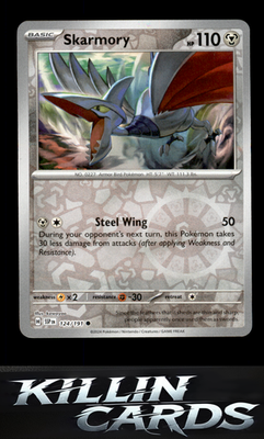 Reverse Holofoil Skarmory - 124/191 124/191 Pokemon Common SV08: Surging Sparks