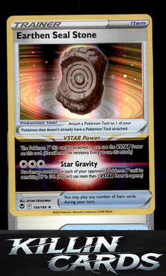 Earthen Seal Stone 154/195 Pokemon Holo Rare SWSH12: Silver Tempest Card NM