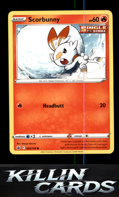 Scorbunny 026/198 Pokemon Common SWSH06: Chilling Reign Card LP