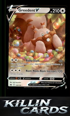 Greedent V 120/159 Pokemon Ultra Rare Crown Zenith Card NM