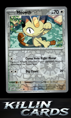 Reverse Holofoil Meowth 052/165 Pokemon Common SV: Scarlet & Violet 151 Card NM