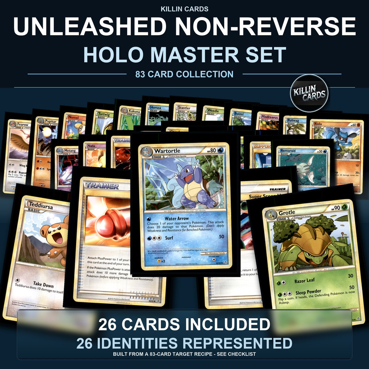 Pokemon TCG Unleashed C/UC/R Standard Set 26 Cards